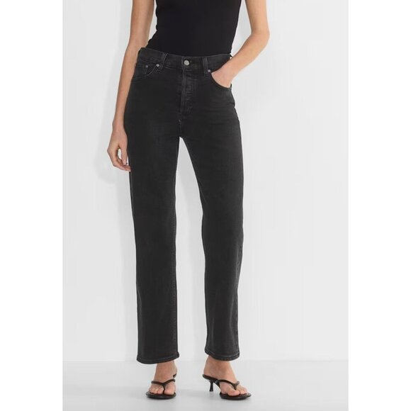 Denim Forum Aritzia The Arlo High Rise Straight Jeans in Black Size 25 X 28 - Picture 1 of 5